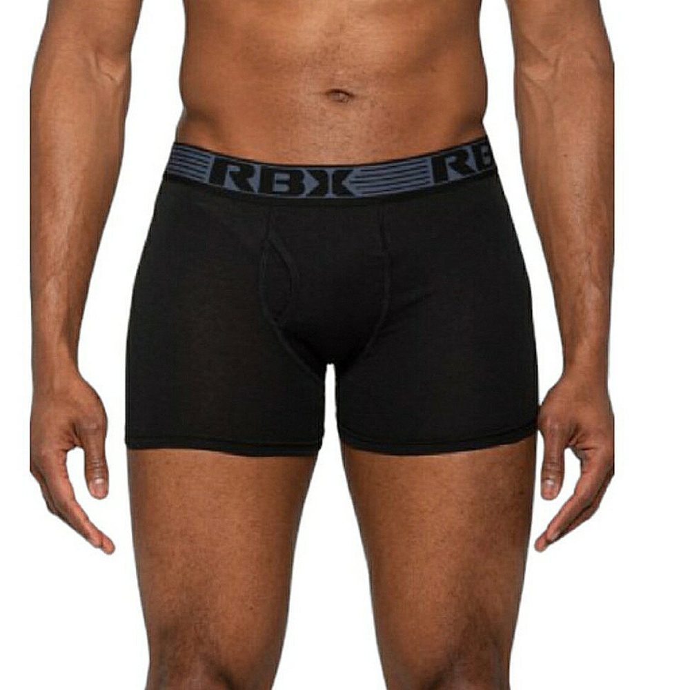 RBX Active Athletic Stretchy Black 5" Boxer Briefs Set of 2 XL Gray Blue Waist
